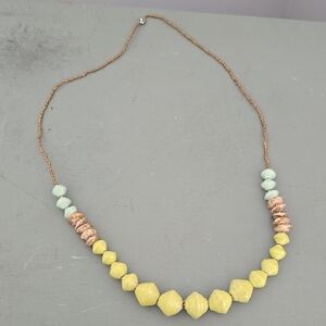 Elegant Yellow and Mint Beaded Necklace